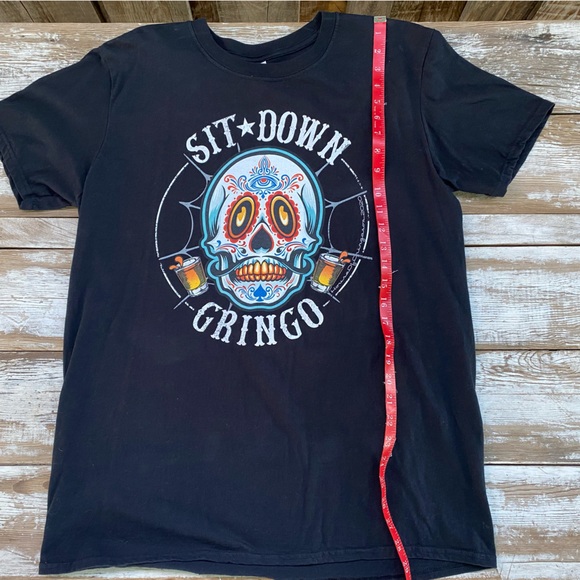 Mens black tshirt, day of the dead skull, sit down gringo, Cinco de Mayo, Large - Picture 6 of 10